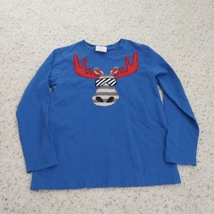 Hanna Andersson boys long sleeve shirt us 8 130 cm blue Moose Reindeer top